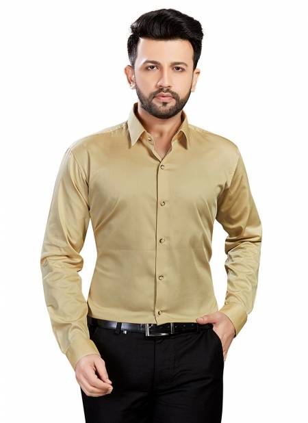 Outluk 1427 Office Wear Cotton Satin Mens Shirt Collection 1427-SAND YELLOW